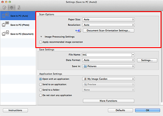 figure: Settings dialog